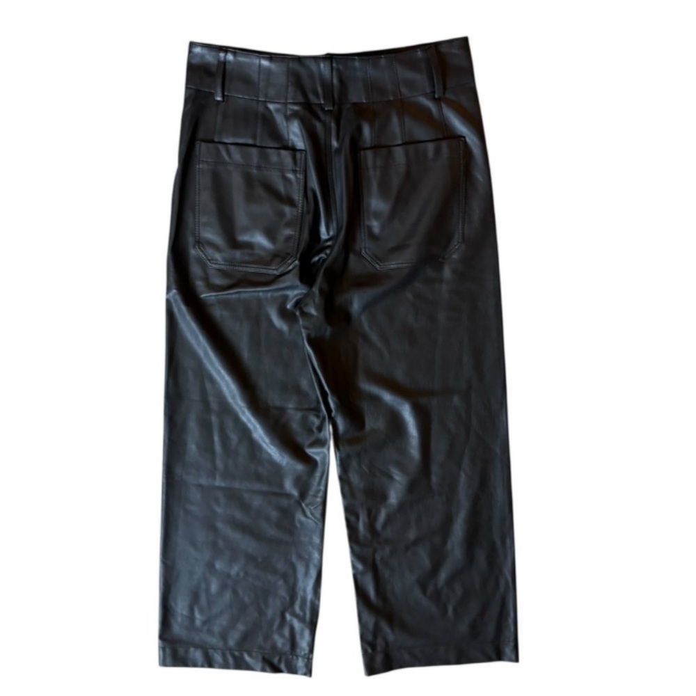 Anthropologie The Colette Faux-Leather Cropped Wide-Leg Pants by Maeve Sz 29 - Picture 3 of 5